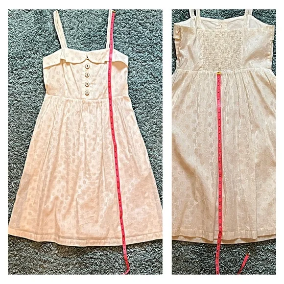 ANTHROPOLOGIE MAEVE In A Twinkling DRESS Off-White, Gold Dots 6 MIDI FULL SKIRT - Picture 12 of 13